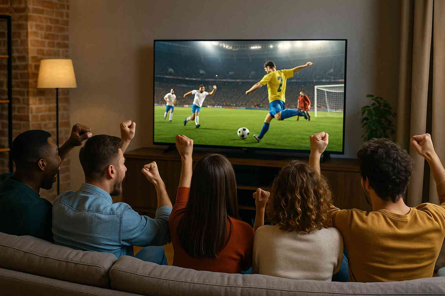 Família assiste a futebol por streaming suportado por arquitetura de sistemas
